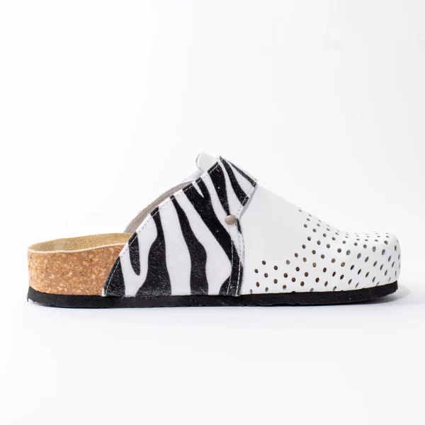 Ženske anatomske klompe Komfort - Bijela-zebra