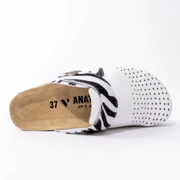 Ženske anatomske klompe Komfort - Bijela-zebra