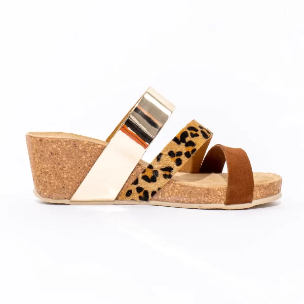 Ženske papuče Tricolor - Braon-Leopard-Zlatne